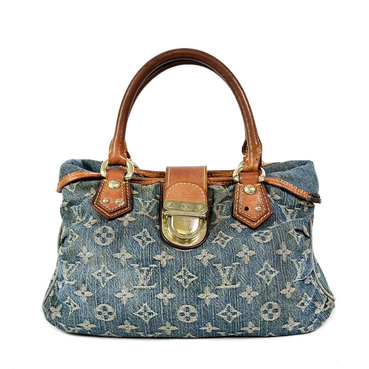 Louis Vuitton Monogram Denim Pleaty Satchel - Image 6